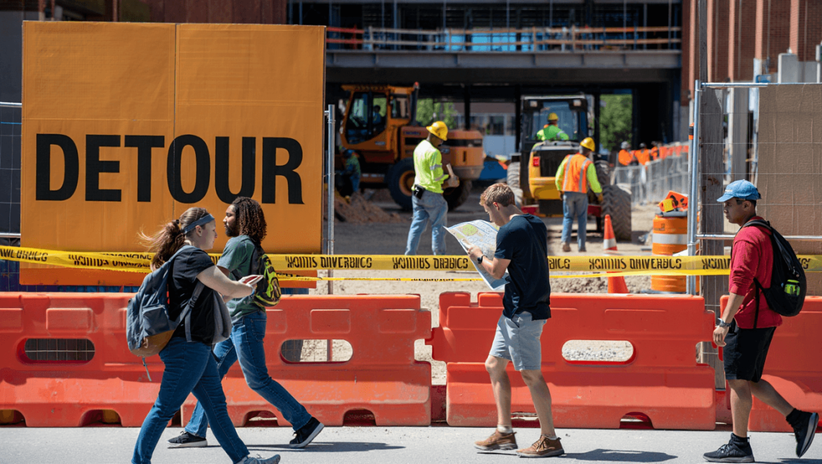 Student Success Center construction causes sidewalk closures, detours