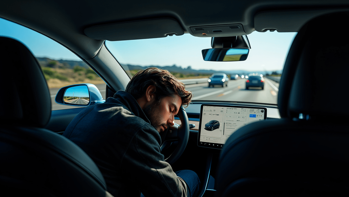 Tesla driver seen napping behind wheel on California highway
