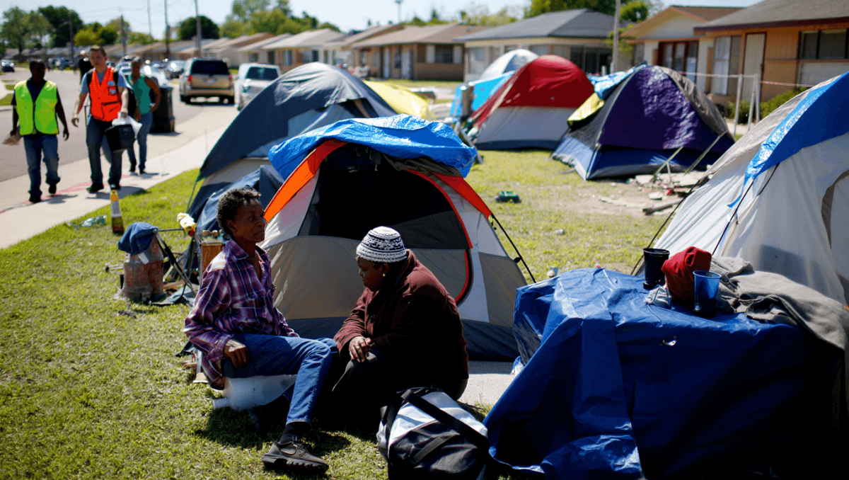 Homeless encampment along Reed Avenue in Norman