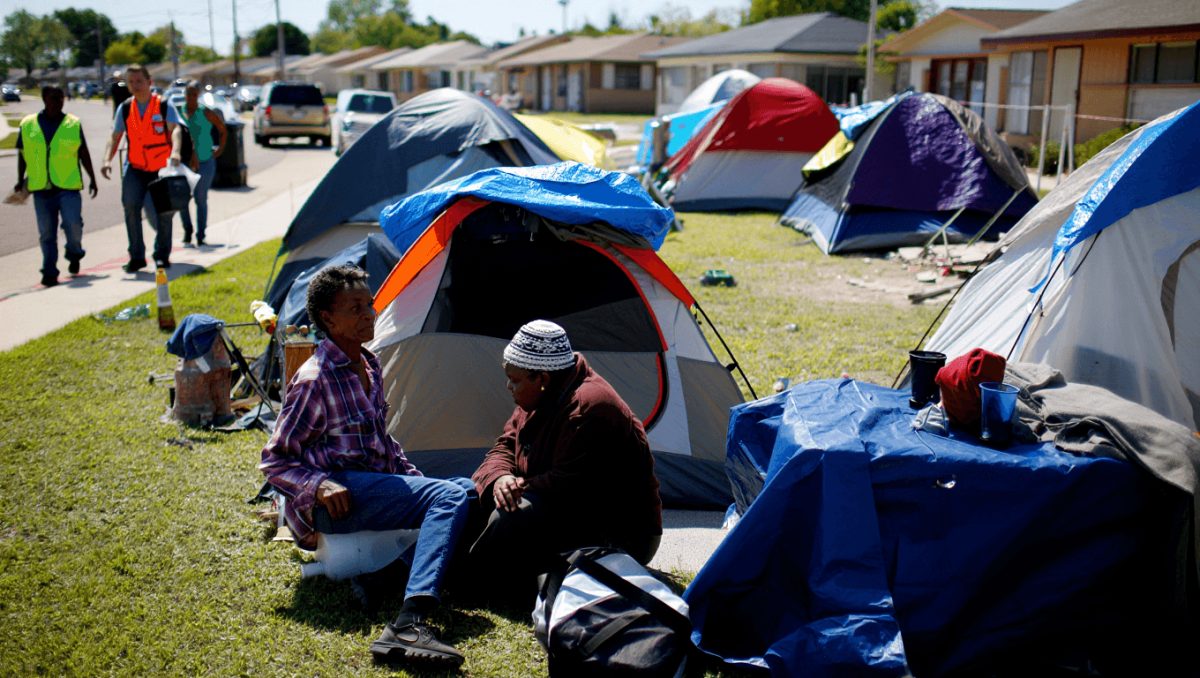 Homeless encampment along Reed Avenue in Norman