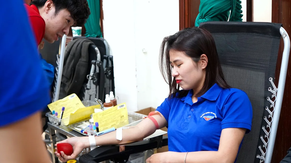 Volunteer donor at medical center preparing for blood donation