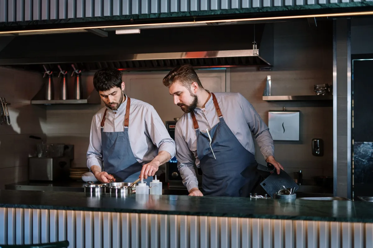 Chef preparing food in a restaurant kitchen