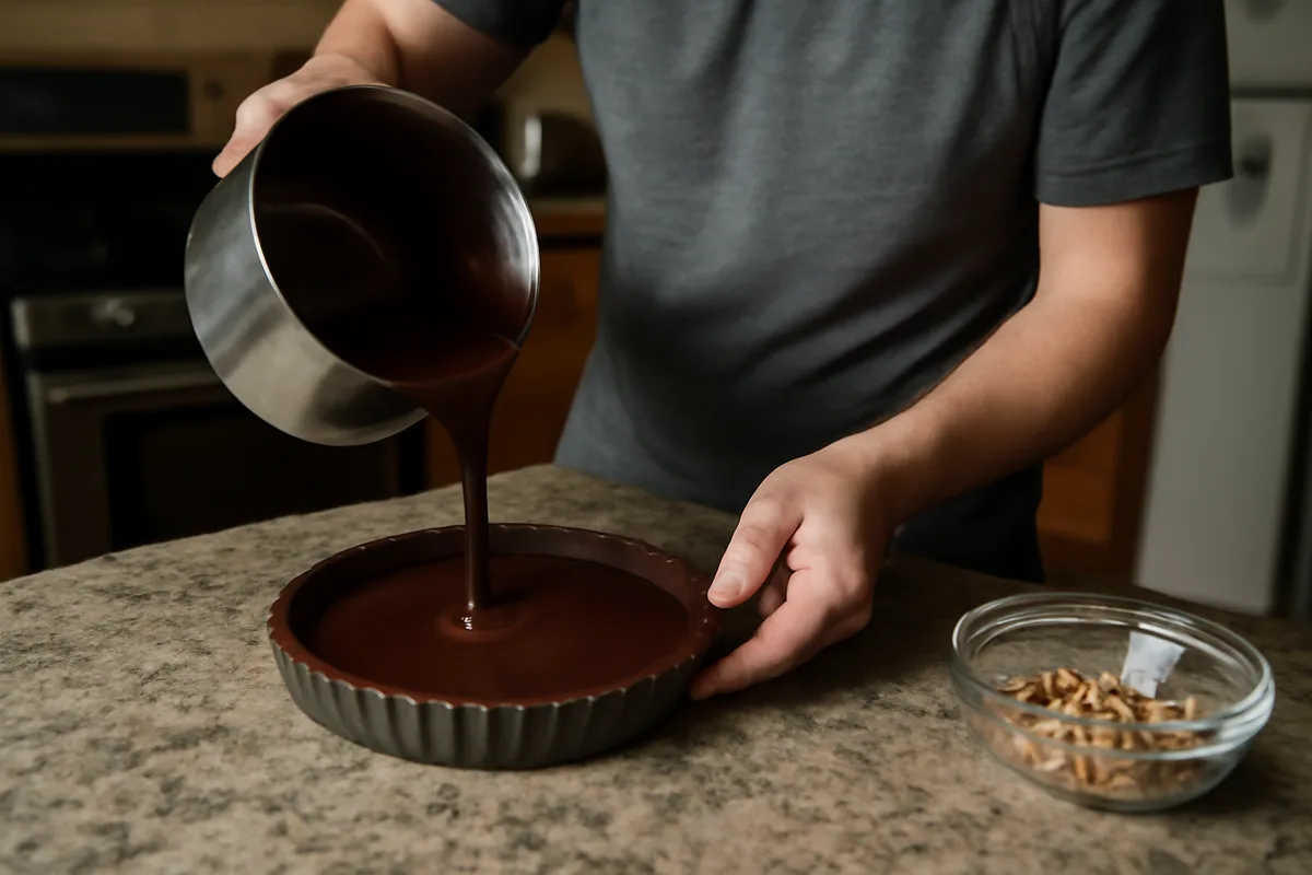 Step-by-step notes and timing &mdash; Crust setup: 10&ndash;15 minutes to mix and press, plus chilling time. Ganache: 5&ndash;10 minutes to prepare and pour. Chill: 30&ndash;40 minutes for a sliceable texture; overnight refrigeration yields a firmer slice. Toasting: 1&ndash;3 minutes under the