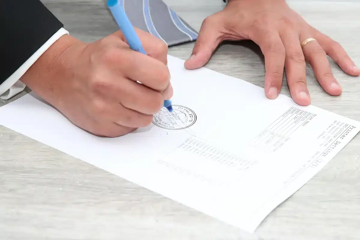 Close-up of an official executive order document on a desk